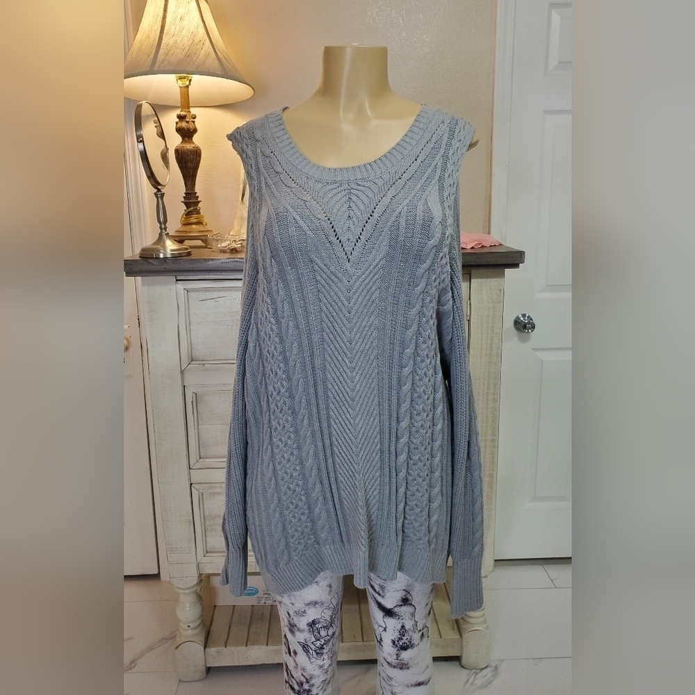 Lane Bryant Plus Size Gray Cable Knit Sweater Size 22/24